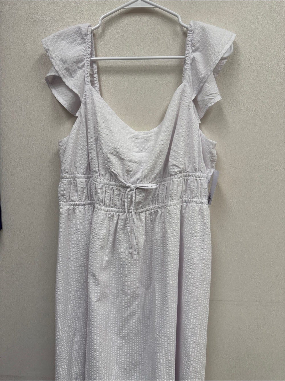 SO White Textured Midi Dress with Ruffle Straps